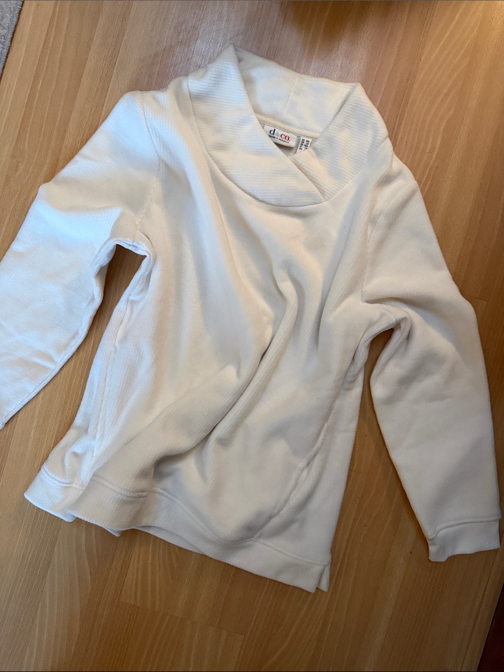 White Women's Ribbed Shawl Collar Sweater